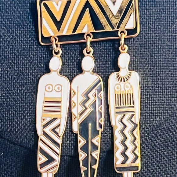 Vintage - Signed - Laurel Burch - Tribal Spirit Brooch Pin - Picture 2 of 7
